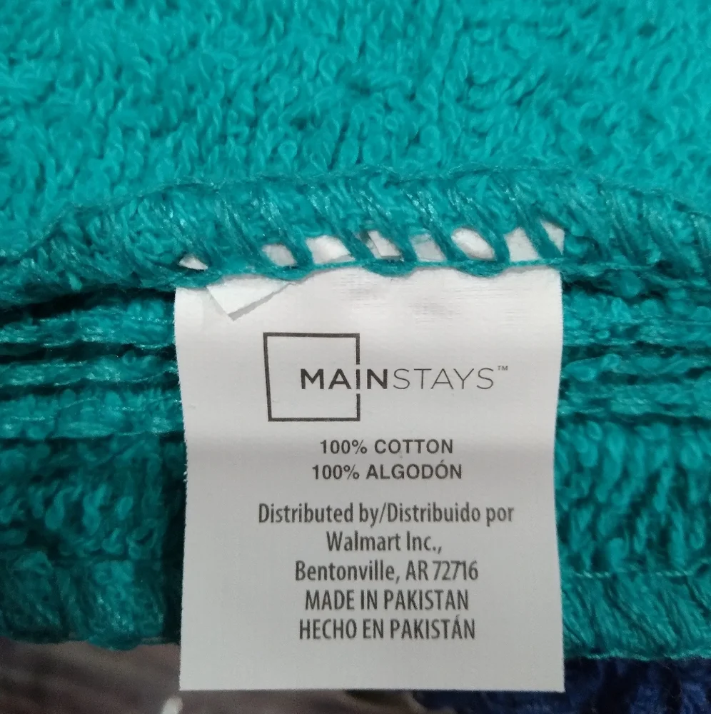 Mainstays cotton washcloths truebright 8-Pack in blue color aqua teal t…